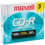 Maxell 80min 5pk Cdr Slim Jewel Case